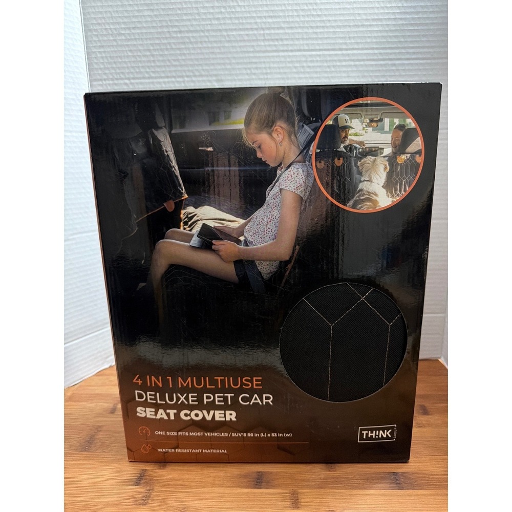 TH!NK Group 4 in 1 Multiuse Deluxe Pet Car Seat Cover Black 1562202 SUV 56x53